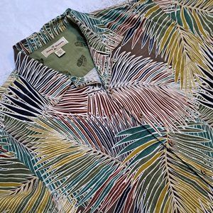 Tommy Bahama Mens 100% Silk Palm Leaf Print Button Down Shirt Size Large